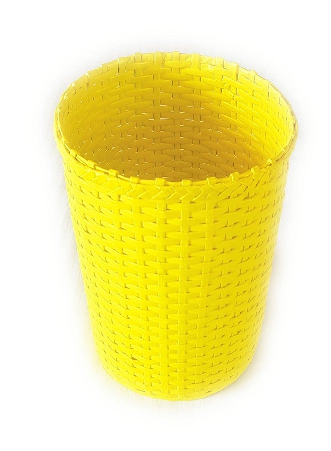Sonas Creation Paperus, Yellow, Open-top Dustbin, Waste Basket, Paper Bin, Trash Can, Storage Basket, Standard Size 10 Liter, 11 inch Tall, Eco-Friendly, Handmade, of Paper Ropes - Image 1